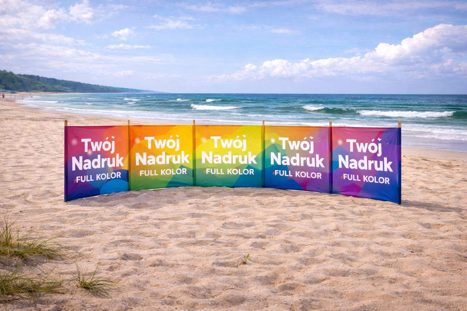 Parawan reklamowy z nadrukiem full kolor 5 paneli